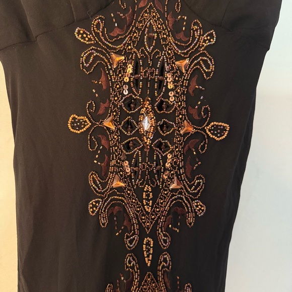 EUC Cache Silk Beaded Maxi Dress | Size 4 | Black Bronze Boho - Picture 9 of 14